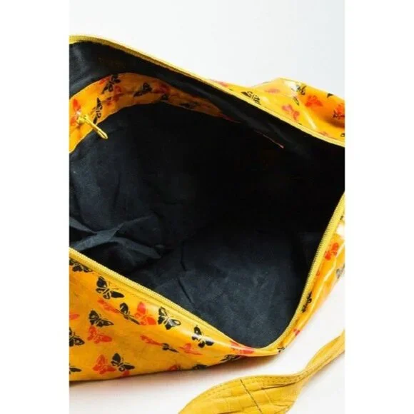 Bottega Veneta Vintage HOBO Red And Black Butterfly Print On Yellow